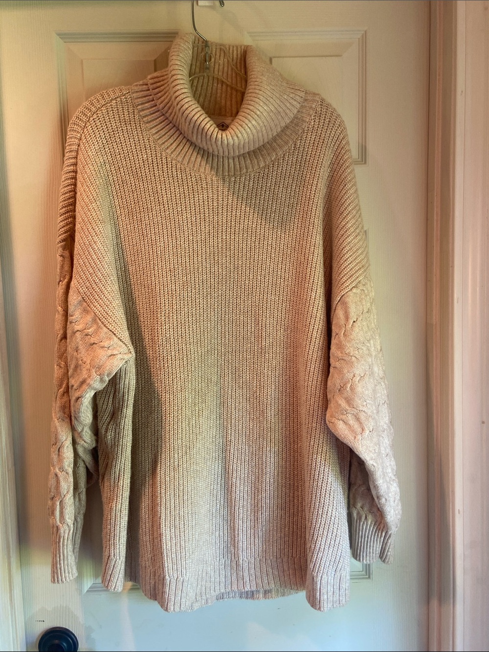 St. John's Bay Cream Cable-Sleeve Turtleneck Sweater